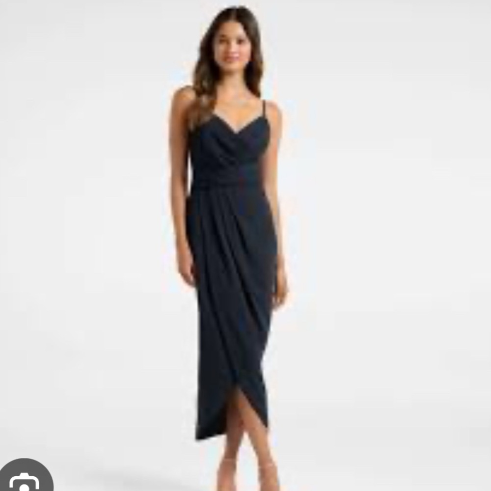 Forever New Navy Blue Women's Midi Tulip Hem Cocktail Dress - Petite 4